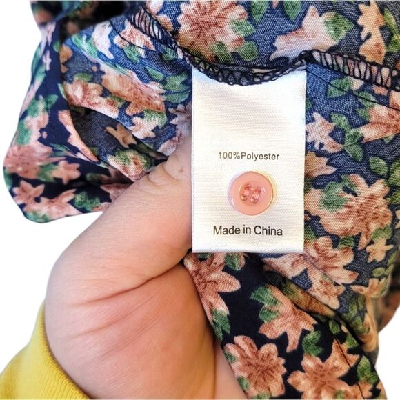 Allegra K Women's Navy Floral Collared Shirt Dress Size L NWT - Picture 6 of 7